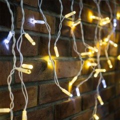Гирлянда бахрома светодиодная 4,8х0,6м 176LED желтый IP44, постоянное свечение,прозрачный провод