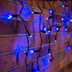 Гирлянда бахрома светодиодная 4,8х0,6м 176LED синий IP44, постоянное свечение,прозрачный провод