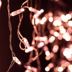Гирлянда бахрома светодиодная 4,8х0,6м 176LED розовое золото IP44, пост. свечение,прозрачный провод
