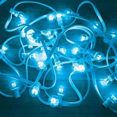 Гирлянда LED Galaxy Bulb String 10м, белый КАУЧУК, 30 ламп*6 LED СИНИЕ, влагостойкая IP54