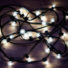 Гирлянда LED Galaxy Bulb String 10м, черный КАУЧУК, 30 ламп*6 LED БЕЛЫЕ, влагостойкая IP65