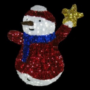 Купить Фигура Снеговик со звездой, LED подсветка, 150см, трансформатор в комплекте