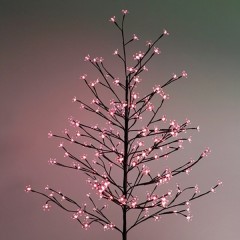 Дерево комнатное "Сакура" коричневый ствол и ветки L1.5m 120LED красный, трансформатор в комплекте