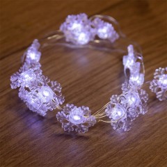 Гирлянда "Снежинки", 2м, 20 LED, цвет белый работа от 2 батареек CR2032 в комплекте