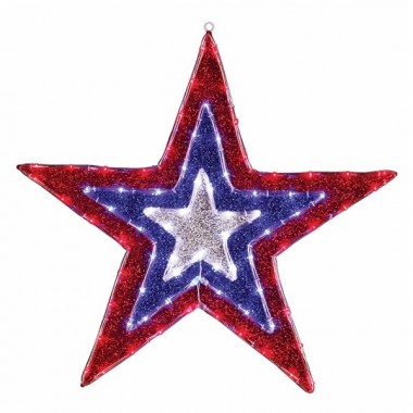 Отзывы Фигура Звезда бархатная 129LED с постоянным свечением красного/голубого/белого цвета 91см, IP65