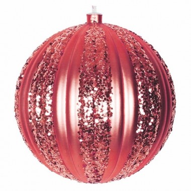 Обзор Елочная фигура Полосатый шар, 20 см, цвет красный