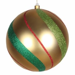 Елочная фигура "Шар в полоску" 25 см, цвет золотой/зеленый/красный