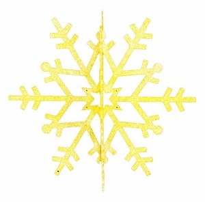 Обзор Елочная фигура Снежинка резная 3D, 31 см, цвет золотой