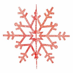 Обзор Елочная фигура Снежинка резная 3D, 61 см, цвет красный