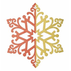 Купить Елочная фигура Снежинка сказочная  40 см, цвет красный/золотой