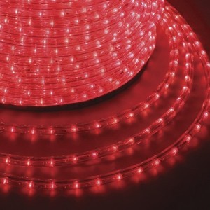 Светодиодный дюралайт 2W красный 36 LED/2,4Вт/м, постоянное свечение, D13мм, бухта 100м