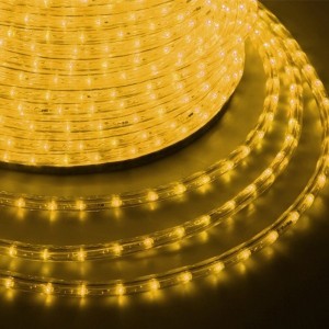 Светодиодный дюралайт 3W желтый 36 LED/2,4Вт/м, свечение с динамикой, D13мм, бухта 100м