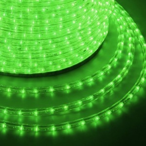 Светодиодный дюралайт 3W зеленый 24 LED/1,6Вт/м, свечение с динамикой, D13мм, бухта 100м