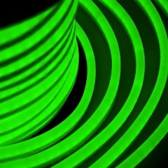 Гибкий Неон LED зеленый 12х26мм 80LED/5,3Вт/м, IP54 оболочка зеленая, бухта 50м
