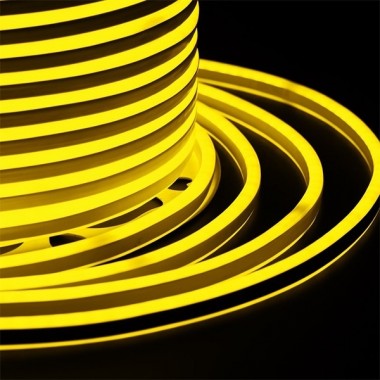 Купить Гибкий Неон LED SMD жёлтый 7х12мм, двусторонний 120LED/9Вт/м, IP65 бухта 100м