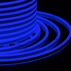 Гибкий Неон LED SMD синий 7х12мм, двусторонний 120LED/9Вт/м, IP65 бухта 100м