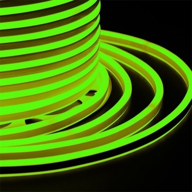 Купить Гибкий Неон LED SMD зеленый 7х12мм, двусторонний 120LED/9Вт/м, IP65 бухта 100м