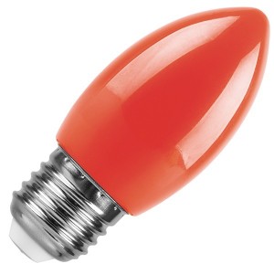 Обзор Лампа светодиодная свеча Feron LB-376 1W 230V E27 красный для белт лайта