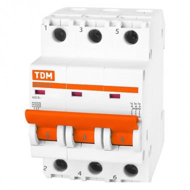 Обзор Автоматический выключатель ВА47-29 3Р 2А 4,5кА характеристика В TDM (автомат)