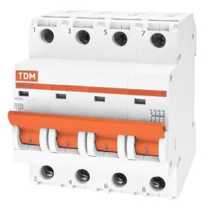 Автоматический выключатель ВА47-29 4Р 1А 4,5кА характеристика D TDM (автомат)