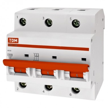 Отзывы Автоматический выключатель ВА47-100 3Р 100А 10кА характеристика С TDM (автомат)