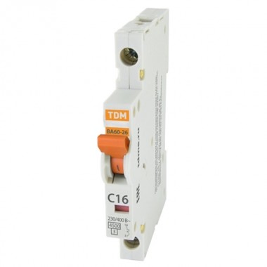 Купить Автоматический выключатель ВА60-26-14 1Р 6А 4,5кА характеристика C 1/2 модуля TDM (автомат)