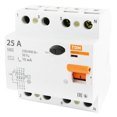 Устройство защитного отключения ВД1-63 4Р 25А 10мА тип АС TDM