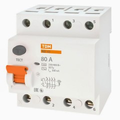 Устройство защитного отключения ВД1-63 4Р 80А 300мА тип АС TDM