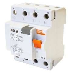Устройство защитного отключения ВД63 4Р 40А 30мА (электронное) тип АС TDM