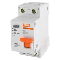 Дифференциальный автомат АВДТ 32 1P+N C16 10мА 4,5кА тип АС TDM 2 модуля