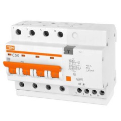 Дифференциальный автомат АД14 4Р С50А 300мА тип АС TDM 7,5 модуля