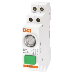 Выключатель кнопочный с индикацией ВКИ-47 зеленый (LED) 2НО;1НЗ AC/DC TDM