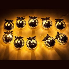 Гирлянда CL121 Деревянные новогодние шары 10LED IP20 длина 1,2м +0.3м прозрач. провод батарейки 3АА