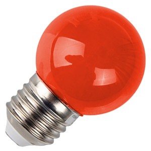 Лампа шар e27 5 LED  D45мм - красная