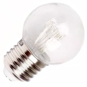 Купить Лампа шар e27 6 LED  D45мм - ТЕПЛЫЙ БЕЛЫЙ, прозрачная колба, эффект лампы накаливания