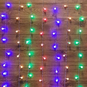 Гирлянда Светодиодный Дождь 1,5x1,5м с насадками шарики свечение RGB с динамикой прозрачный провод