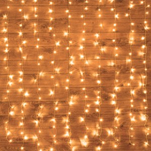 Гирлянда Светодиодный Дождь/Занавес 2x3м свечение с динамикой прозрачный провод, цвет Теплый Белый