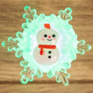Купить Снеговик на снежинке RGB на присоске 5,5x5,5 см