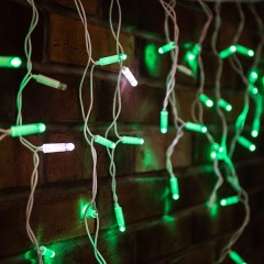 Гирлянда "Айсикл" 4,8х0,6 м, с эффектом мерцания, белый ПВХ, 176LED, цвет: Зелёный, 220В