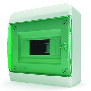 Купить Щит навесной Tekfor 8 (1x8) модулей IP41 прозрачная зеленая дверца BNZ 40-08-1