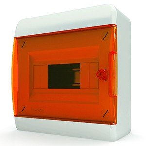 Отзывы Щит навесной Tekfor 8 (1x8) модулей IP41 прозрачная оранжевая дверца BNO 40-08-1