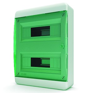 Щит навесной Tekfor 24 (2x12) модуля IP41 прозрачная зеленая дверца BNZ 40-24-1