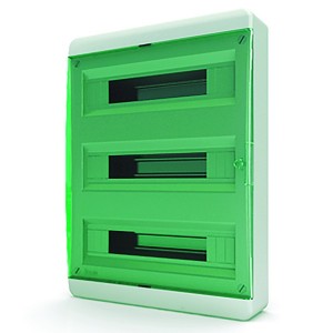 Купить Щит навесной Tekfor 54 (3x18) модуля IP41 прозрачная зеленая дверца BNZ 40-54-1