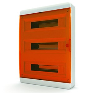 Купить Щит навесной Tekfor 54 (3x18) модуля IP41 прозрачная оранжевая дверца BNO 40-54-1