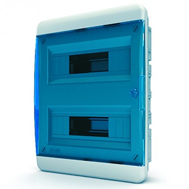 Обзор Щит встраиваемый Tekfor 24 (2x12) модуля IP41 прозрачная синяя дверца BVS 40-24-1