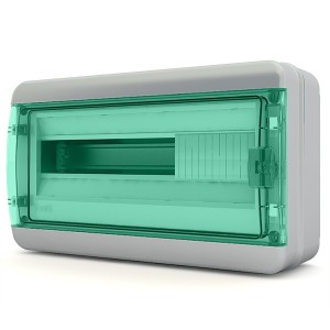 Щит навесной Tekfor 18 модулей (1х18) IP65 прозрачная зеленая дверца BNZ 65-18-1