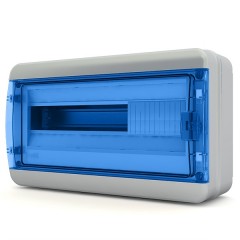 Щит навесной Tekfor 18 модулей (1х18) IP65 прозрачная синяя дверца BNS 65-18-1