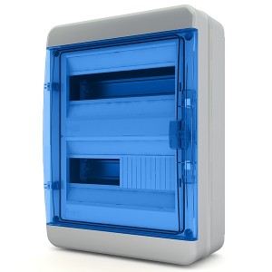 Щит навесной Tekfor 24 модуля (2х12) IP65 прозрачная синяя дверца BNS 65-24-1