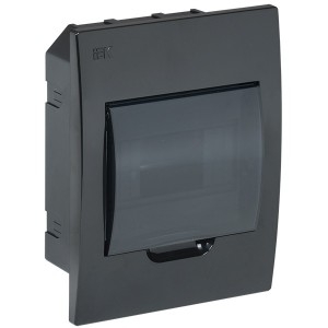 Купить Бокс ЩРВ-П-6 на 6 модулей встраиваемый пластиковый черный с прозрачной дверкой IP41 ИЭК