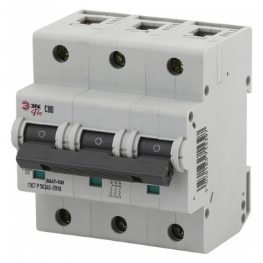 Обзор Автоматический выключатель ВА47-100 3Р 80А 10кА характеристика C ЭРА Pro (NO-901-33) (автомат)